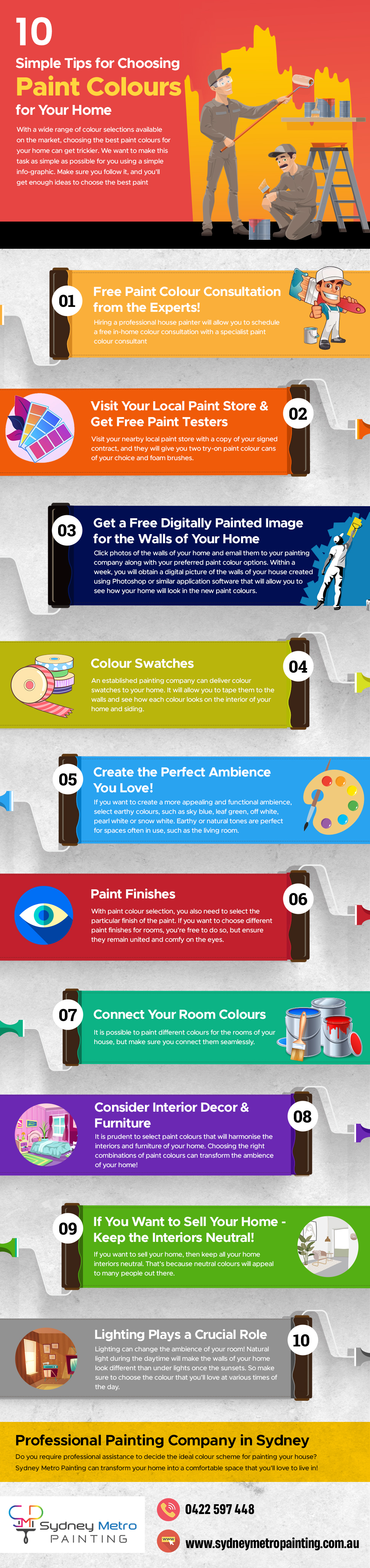 10 Simple Tips for Choosing Paint Colours for Your Home Infographic